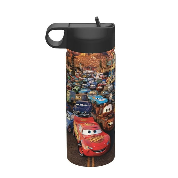 18 Oz Sports Insulated Water Bottle, Lightning McQueen Stainless Steel Kettle Leak Proof for Sports Gym Travel