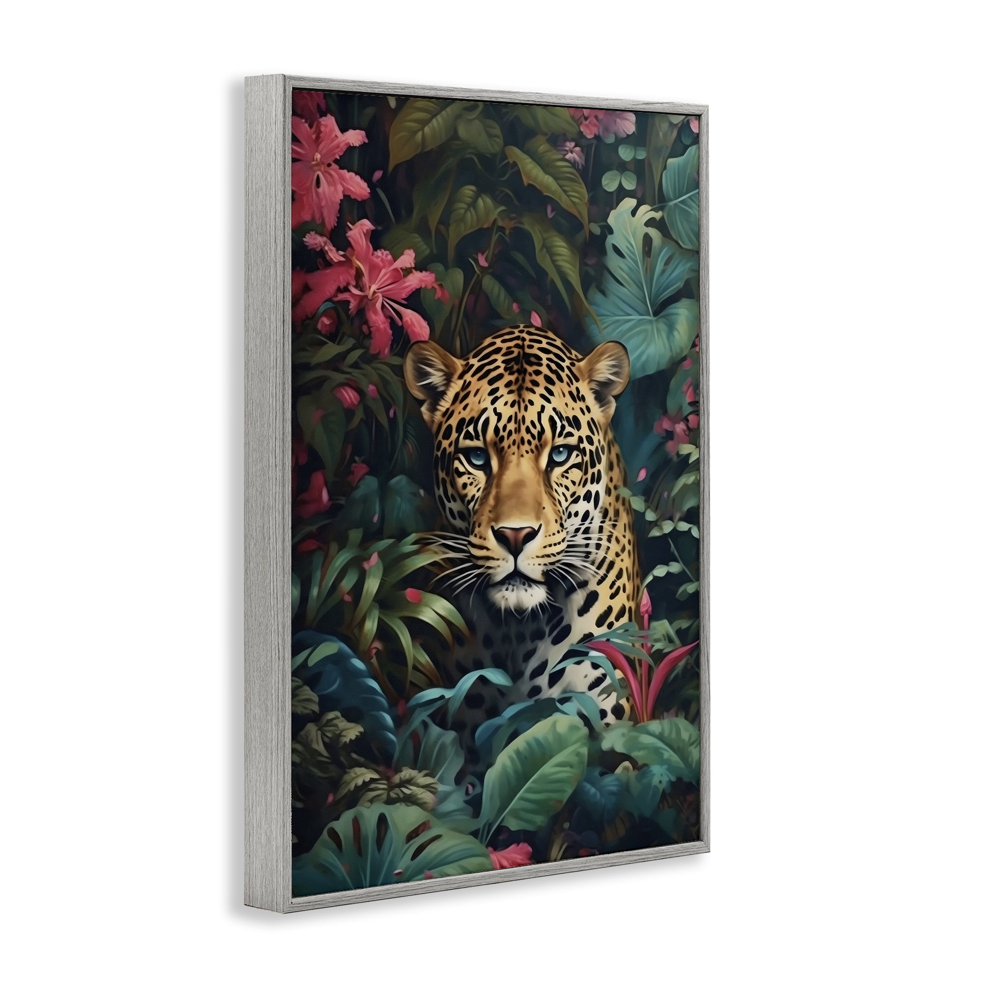 Stupell Industries Jaguar with Silent Emerald Gaze Gray Framed Giclee Art, design by Creative Studio