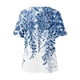 thumbnail image 5 of ICHUANYI Clearance Women Fashion Summer Sexy Fold Printed Regular Women Short Sleeves V Neck Button Top(Blue, L) ICHUANYI WER2023081018238, 5 of 5