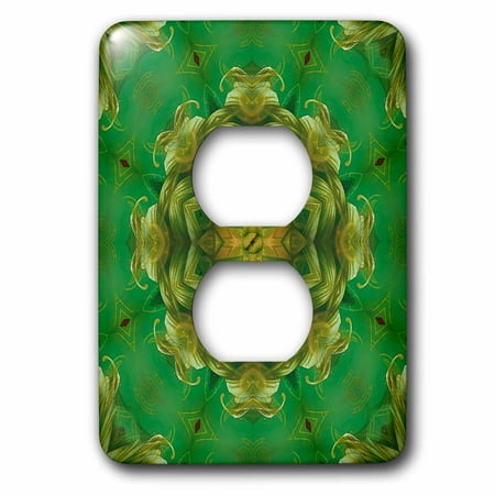 Blowout Plug - 3dRose Green Blowout Born Flower Mandala - 2 Plug Outlet Cover (lsp_42204_6)