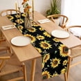 thumbnail image 3 of Sunflower Black Table Runner - 72 Inch Long, Kitchen Dining Table Runner Dresser Scarves, Yellow Petals Floral Farmhouse Bee Farmhouse Decor for Coffee Tables Wedding Party Banquet, 3 of 8