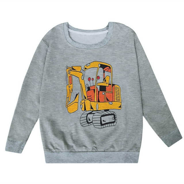 PMVFHDE Liquidation Automne Chandail en Molleton Col Rond Mode Enfants Personnalité Décontractée Imprimé Col Rond Sans Capuche Manches Longues Chandail en Molleton Gris,110