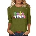 thumbnail image 1 of Blouse pour Femmes T-shirt Imprimé Col Rond de Pâques Manches 3/4 Col Rond Chandail, 1 of 1