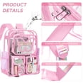 thumbnail image 2 of SANMADROLA Clear Backpack Heavy Duty Transparent Bookbag Teen Girlish Cute Bag Large Capacity See Through Backpacks Stadium Approved Daypack for Middle School College Sport/Travel, Pink Butterfly, 2 of 8