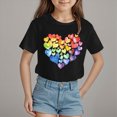 thumbnail image 2 of Toddler Girl Clothes Heart Graphic Birthday Girl Shirt Short Sleeve T Shirt Love Print Tee for Holiday Party Black 1-2 Years, 2 of 4