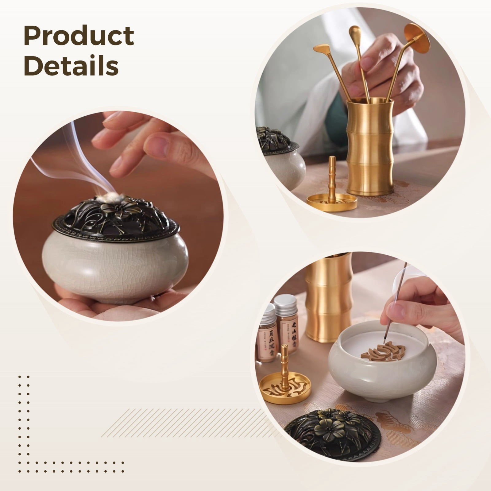 Pure Copper Incense Cone Burner Holder Set, Crackle Porcelain Incense Burner Kit, Elegant Craftsmanship with Variety of Scents, Perfect Gift Box for Relaxation and Gift-Giving
