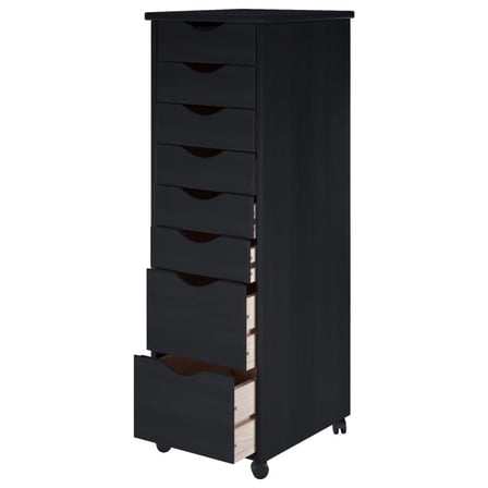 Jela Original Roll Cart, Solid Wood, 6 2 Drawer Narrow Drawers Roll Carts, Black