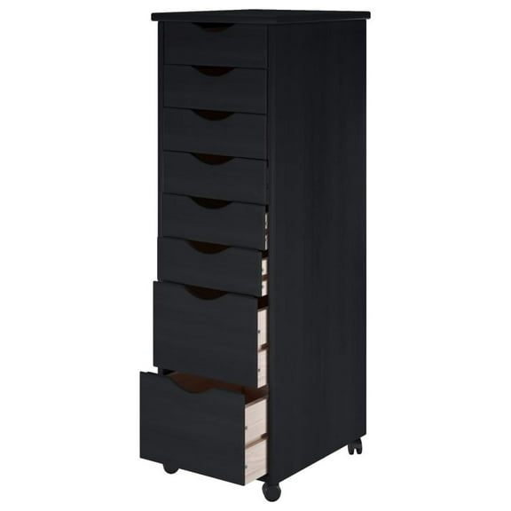 Jela Original Roll Cart, Solid Wood, 6 2 Drawer Narrow Drawers Roll Carts, Black