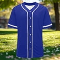 thumbnail image 3 of CQONEPT Baseball Jersey Tops for Women Short Sleeve Shirt Button Up Summer Tops Casual Sportswear Athletic Tee Uniform Navy M, 3 of 6