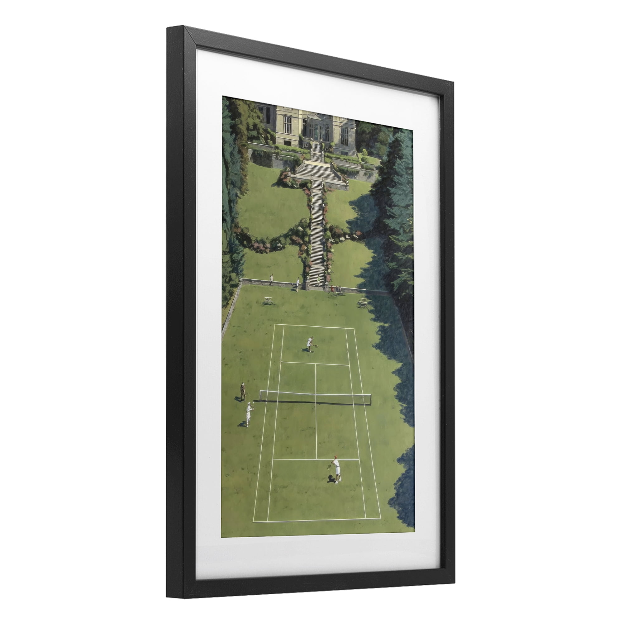 Stupell Industries Tennis Court at Mansion Black Framed Print Under Glass, design by Petal Prints Design