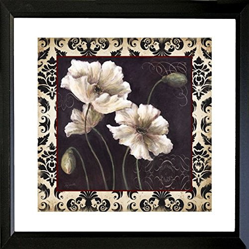 buyartforless FRAMED Black & White Poppy Damask I by Tre Sorelle