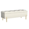 thumbnail image 4 of Velvet Storage Bench Ottoman,Versatile Seating with Hidden Storage,End of Bed Bench,Tufted Bench for Bedroom,Living Room,Entryway,Ivory, 4 of 6