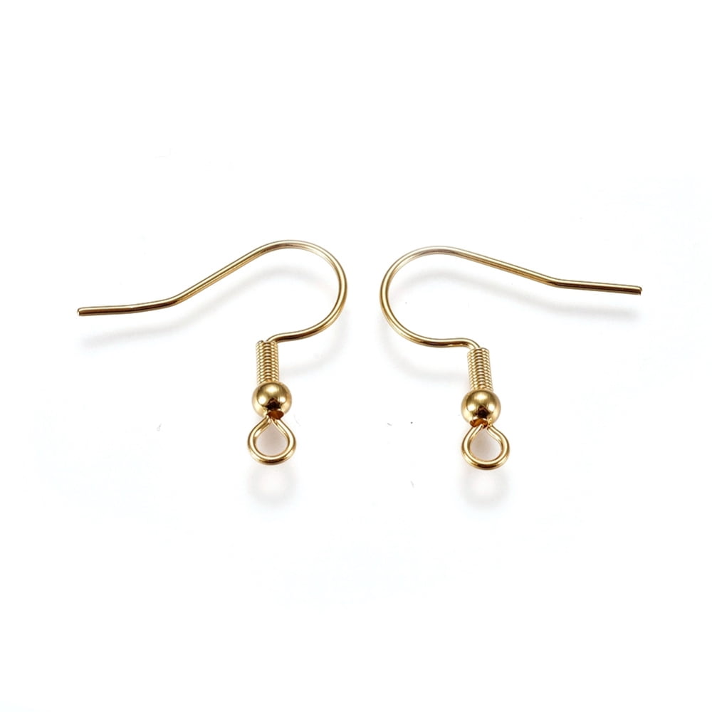 500pcs 304 Stainless Steel Earring Hooks with Horizontal Loop Golden 20x3mm Hole: 2mm 21 Gauge Pin: 0.7mm Gold