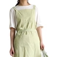 thumbnail image 3 of Cotton Apron Embroidered Letters Waterproof Oil Proof Apron with Pockets Chef Apron for Kitchen Mint Green Free Size, 3 of 10