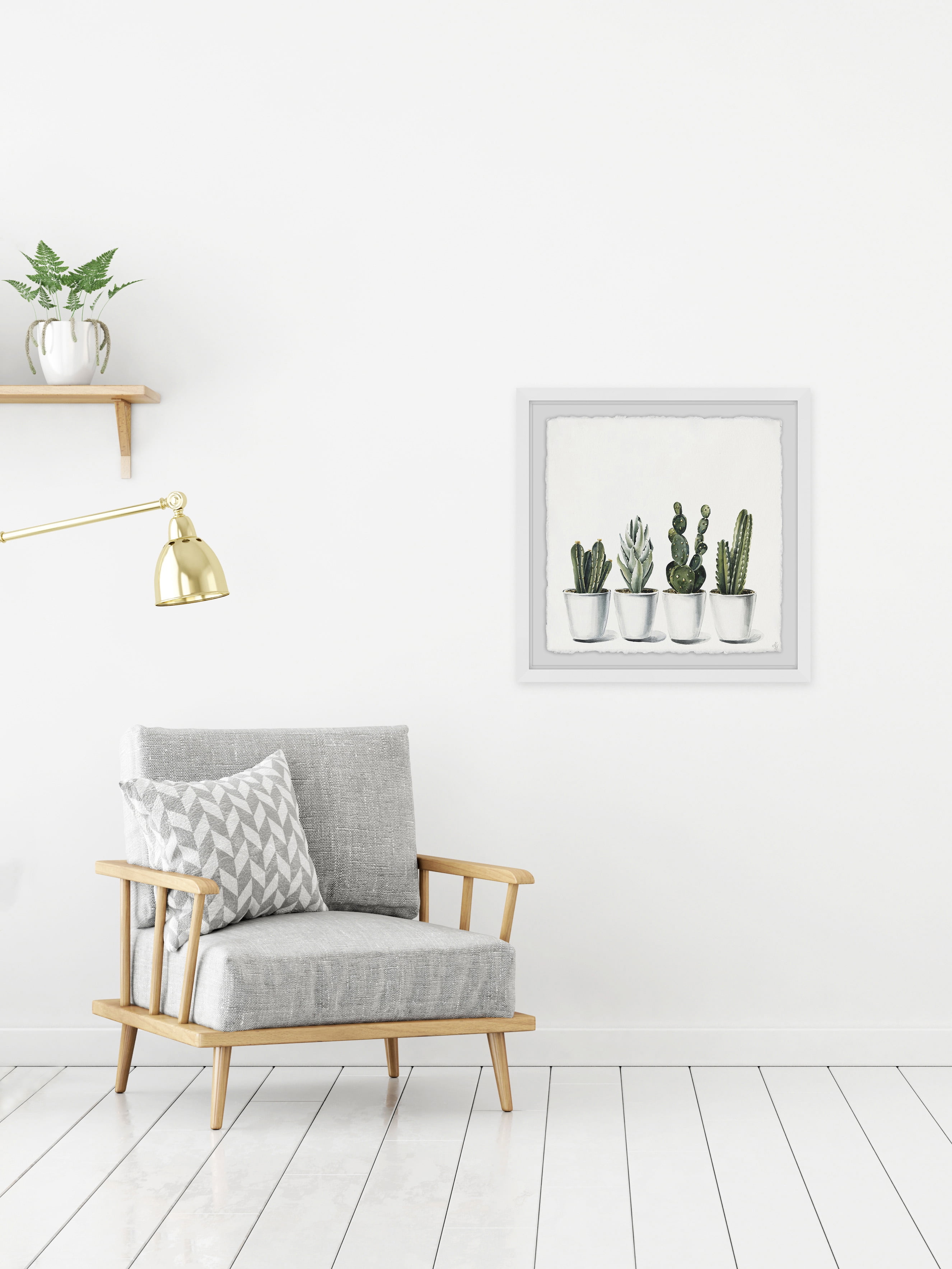 Pretty Cacti Framed Painting Art Print, 32.00" x 1.50"