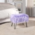 thumbnail image 5 of Faux Fur Foot Stool Ottoman – Upholstered Vanity Chair w/Natural Wood Legs - Soft Compact Padded Seat for Makeup Room, Living Room, Bedroom – Decorative Accent Furniture Lavender, 5 of 20
