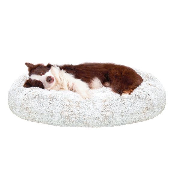 JOYELF Grand Lit pour Chien en Forme de Beignet, Lit Rond Apaisant Anti-Anxiété, Lit Ultra Doux Auto-Chauffant pour Chiens, Chats, Chiots, Chatons