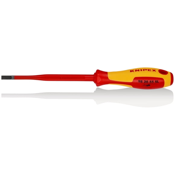 KNIPEX 98 20 55 SL Desarmadores (Slim) para tornillos planos mango aislante en dos componentes, según norma VDE bruñido 232 mm