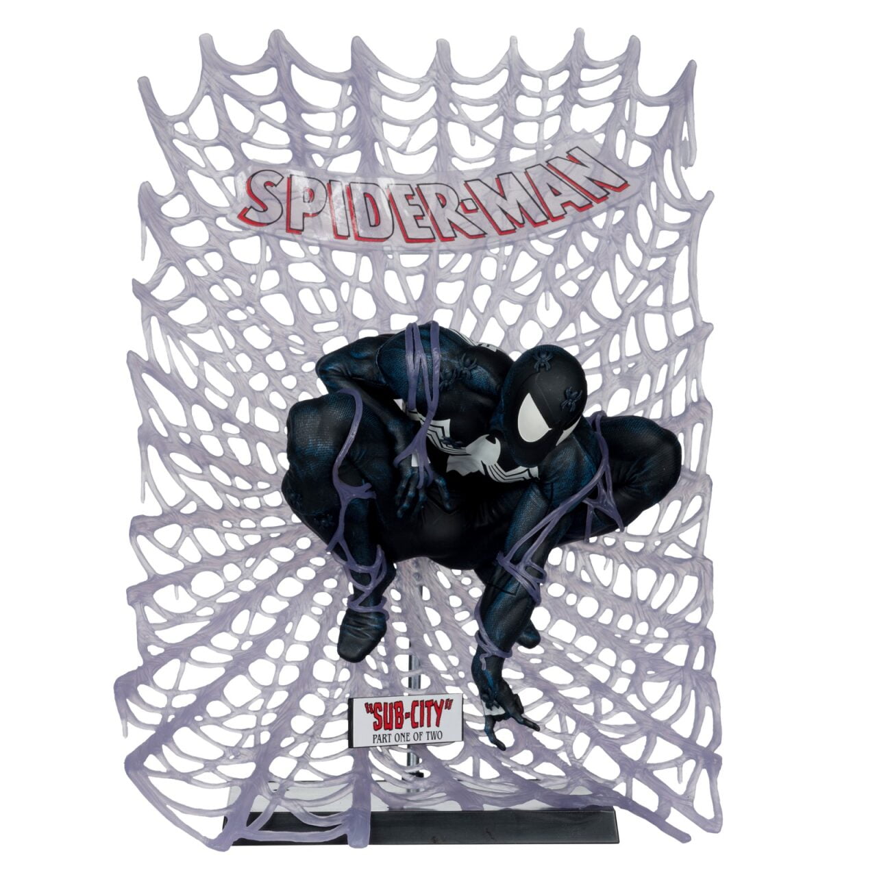 Marvel Spider-Man (Black Suit) 1:6th Scale Collectible with Scene (Spider-Man #1) (Platinum Edition) - McFarlane Toys