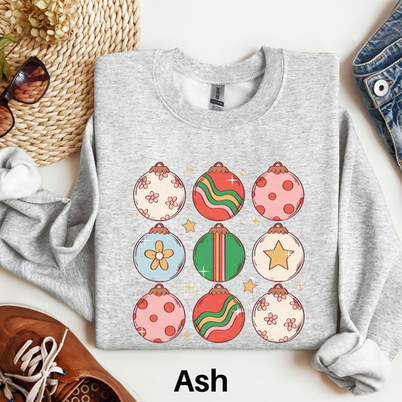 Christmas Ornaments Sweatshirt, Christmas Season Sweater, Holiday Sweatshirt, Crewneck Holiday Sweatshirt, Cute Christmas Shirt 1589311325