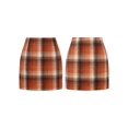 thumbnail image 3 of Womens Wool Plaid Mini Skirt Fall Winter High Waisted Bodycon Pencil Skirt Orange XL, 3 of 7