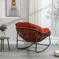 thumbnail image 2 of PORKISS Papasan Rocking Chair Indoor and Outdoor, Patio Rocker Recliner Chair with Padded Cushion, Modern Lounge Egg Chair with Steel, Rattan Frame, Orange, 2 of 12