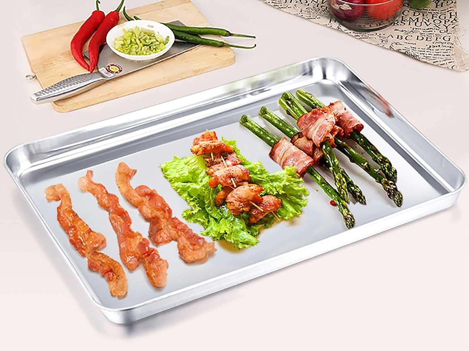 15.75x11.8In Baking Sheet,Stainless Steel Cookie Baking Pan,Dishwasher Safe,Commercial Grade Sheet Pans for Oven Baking