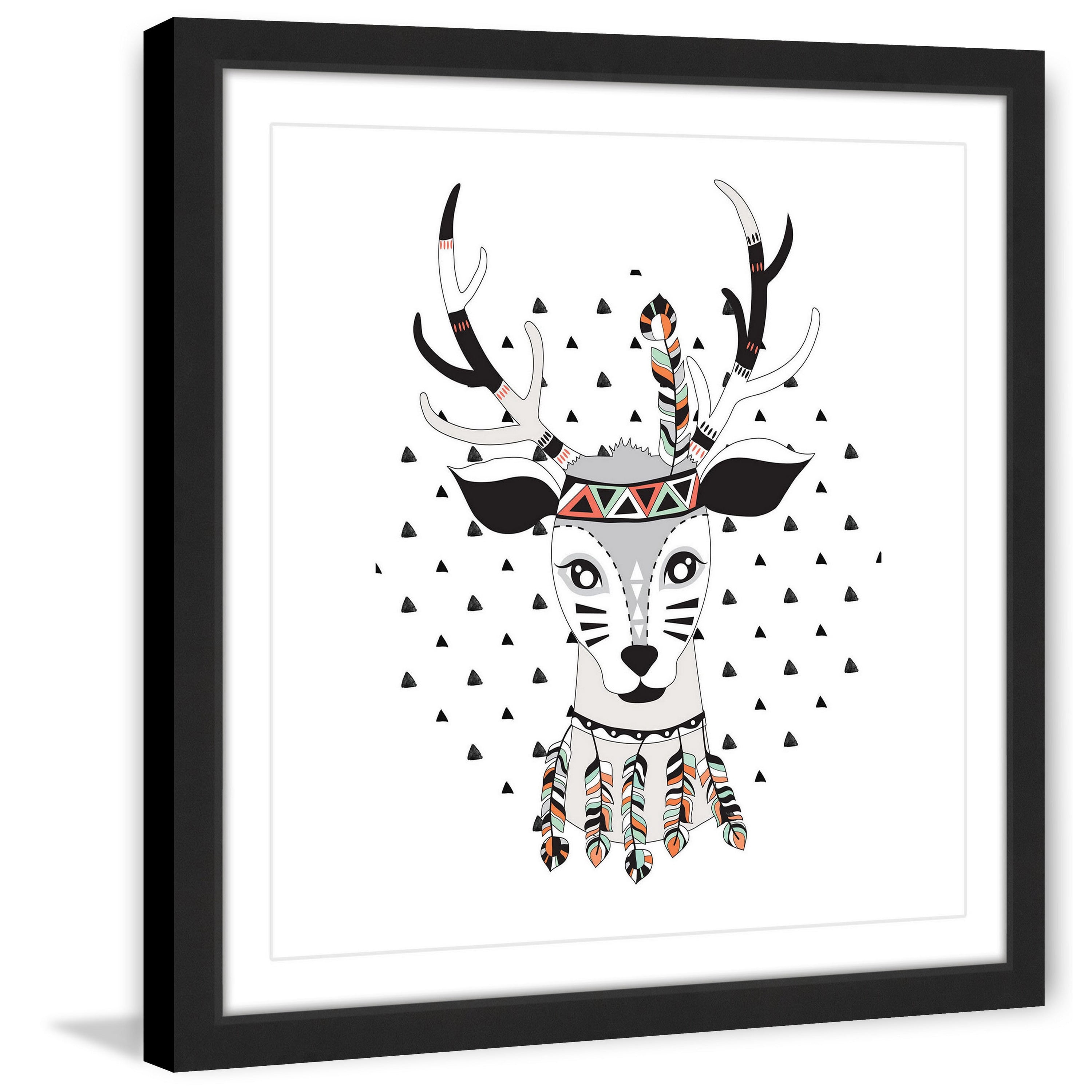 MARMONT HILL  - 'Tribal Deer' by Diana Alcala Framed Painting Print - Multi-Color 18 x 18