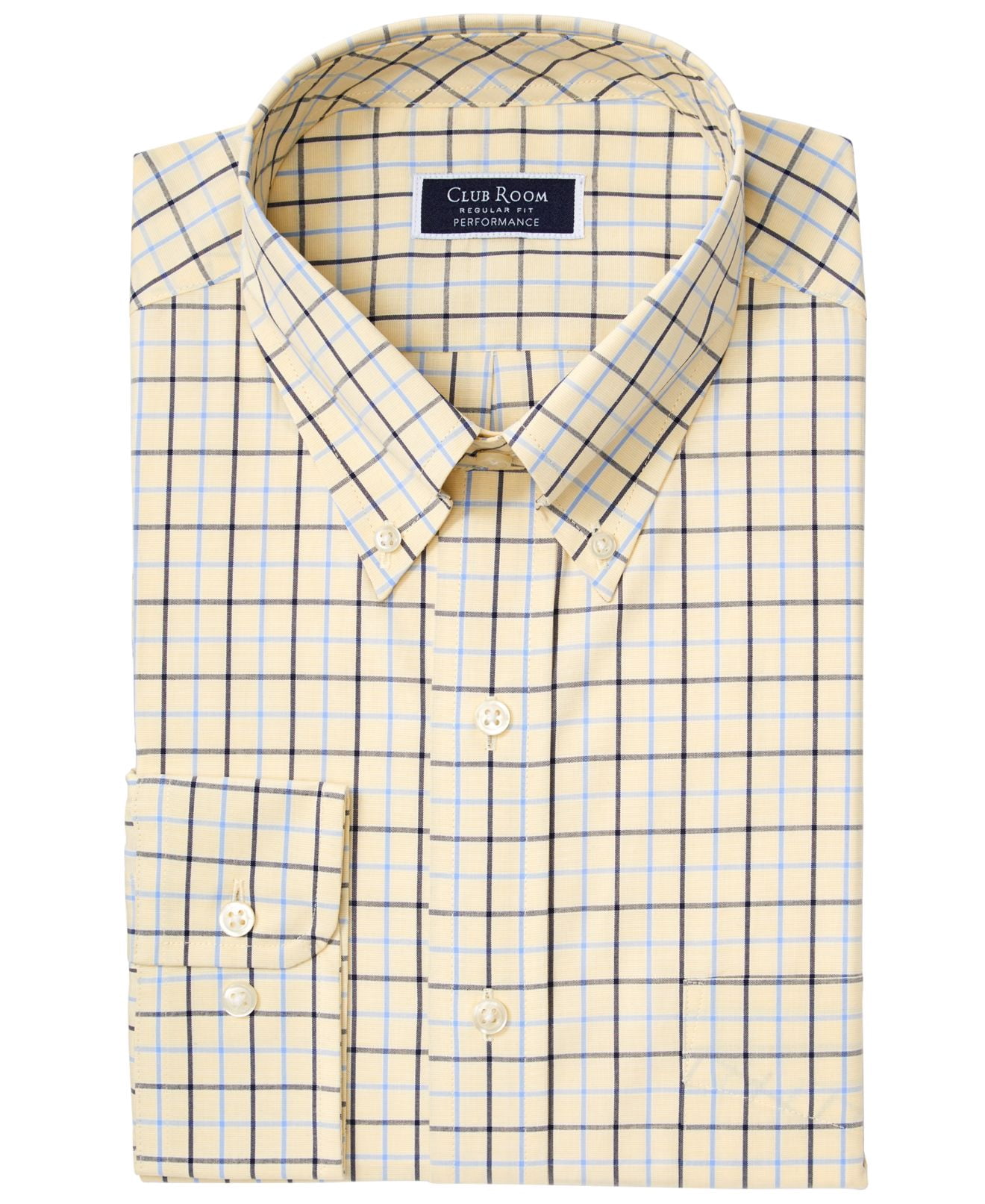 Club Room Mens Dress Shirt Yellow 