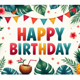 thumbnail image 4 of Colorful Theme Happy Birthday Banner Decorative Design Tropical Style Party Decoration Event Backdrop for Birthday Celebration Kids Party Indoor Deco, 4 of 7