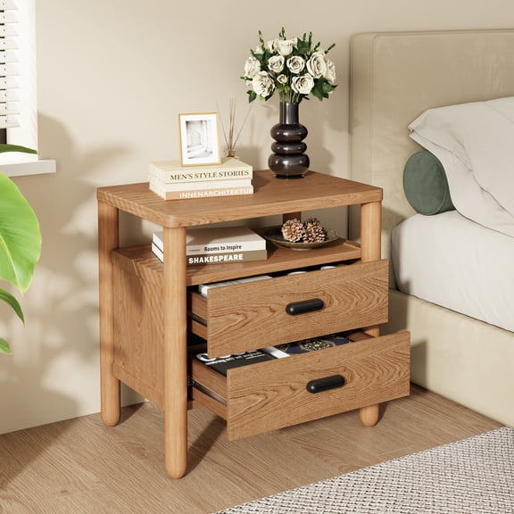 Christopher Knight Home 2-Drawer Modern Nightstand, End Table with Open Shelf, Natural
