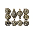 thumbnail image 2 of Black Gold Vintage Embossed Christmas Ornament Set Shatterproof Hanging Baubles for Christmas Tree Holiday Decor, 2 of 9