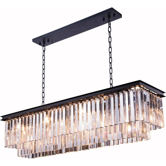 Pendant Lamp SYDNEY 12-Light Silver Shade Gray Crystal Mocha Brown Royal EL-3245