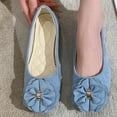thumbnail image 6 of Light Blue Female Elegant Flat Shoes With Bow Embellishment And Floral Design For Professional Wear, 6 of 8