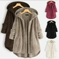 thumbnail image 2 of Big size women's winter hooded double-sided velvet sweater fashion medium-length jacket big size sweater women, 2 of 2