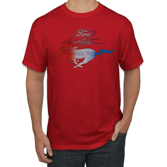 Wild Bobby, Classic Ford Mustang Car Logo, Cars and Trucks, Men's Graphic T-Shirt, Red, 3X-Large