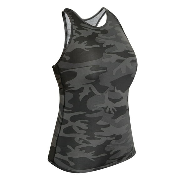 Rothco 20281 Women Camo Workout Performance Tank Top, Black Camo - 2XL