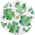 thumbnail image 3 of Dreamtimes St. Patrick S Day Clover Wall Clock, 10 Inch Silent Non Ticking Round Clock Oil Painting Clock Easy to Read Clock for Living Room Bedroom Bathroom Home Decor, 3 of 7