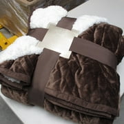 Luxurious Sherpa Flannel Plush Quilted Blanket -(King, Chocolate)