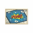 thumbnail image 1 of Blue Yellow Vintage Wall Art with Frame, Retro Fun Halftone Pow Lettering in a Square Pop Art Comic Style, Printed Fabric Poster for Bathroom Living Room, 35" x 23", Ivory Multicolor, by Ambesonne, 1 of 2