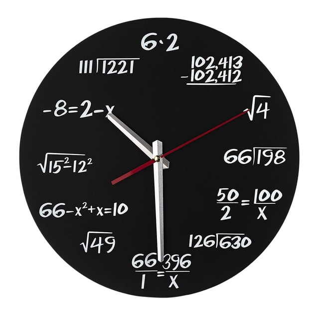 12 Inch Silent Math Themed Wall Clock Modern Decorative Timepiece for Home and Classroom