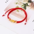 thumbnail image 4 of AOOOWER Red Strings Braided Bracelet Chinese Feng Shui Gold Pi Xiu Pendant Bracelet Gift, 4 of 5