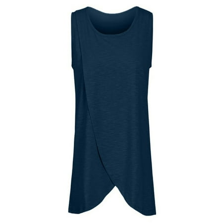 - Women's Maternity Nursing Wrap Top Cap Sleeveless Double Layer Blouse T Shirt