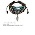 thumbnail image 6 of Soumake Ethnic Style Bracelet Blue Eye Alloy Feather Pendent Multilayer Beaded Wristband Women Men Bracelet Jewelry Accessories Gift Fashion, 6 of 7