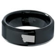 thumbnail image 2 of Tungsten Montana The Treasure State Band Ring 8mm Men Women Comfort Fit Black Beveled Edge Polished, 2 of 4