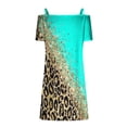 thumbnail image 4 of Robes Robe d'Été Femmes Décontractée Ample Été Imprimée Manches Courtes Robe de Plage Robe Verte TTTG, 4 of 5