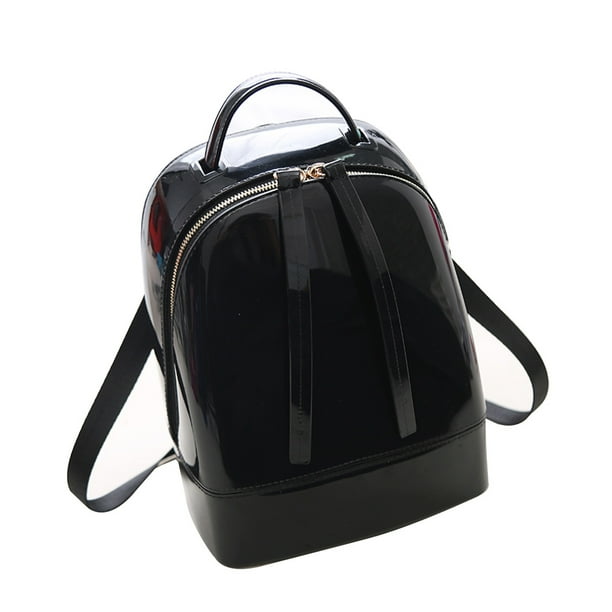 Mochila de gelatina de tamaño mediano, color caramelo, para adolescentes, de silicona, impermeable, para la escuela (negra).