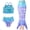 Green and purple, variant on SANMIO Girls Mermaid Bathing Suit Mermaid Tail Swimsuit For Kids 3Pcs Swimwear Sets Cute layered Ruffles Halter Bikini Set For Swimming 4-10 Years