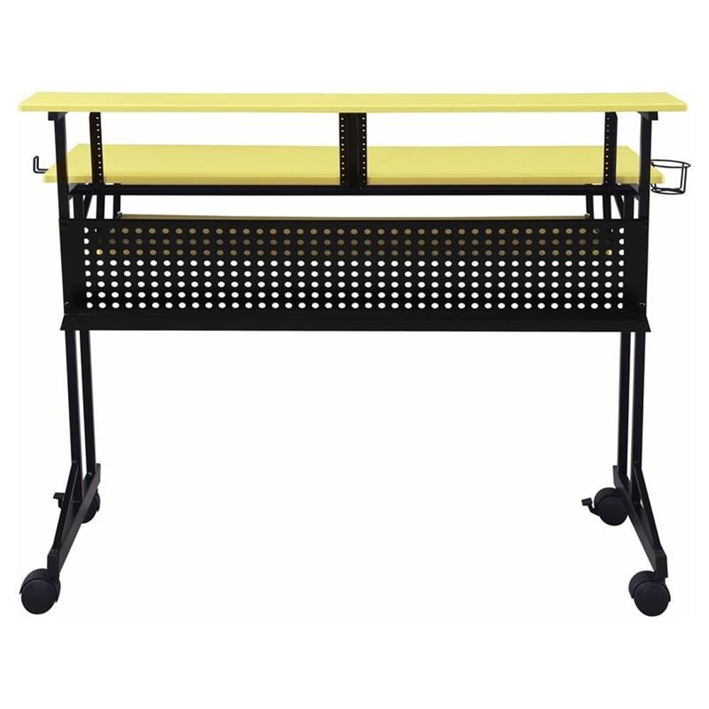Pemberly Row Contemporary Wood Music Recording Studio Desk in Yellow/Black