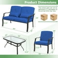 thumbnail image 3 of Gymax 2 PCS Patio Metal Chairs Outdoor Dining Seat Heavy Duty w/ Cushions Garden Blue, 3 of 10